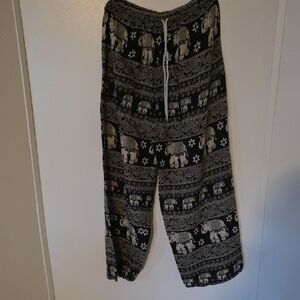Black and White Elephant Print Pants